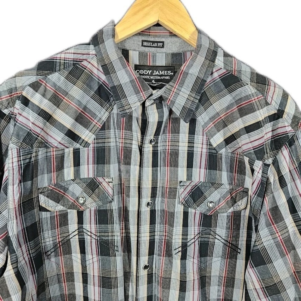 Cody James Shirt Men 2XL Black Plaid Long Sleeve Pearl Snap Western Regular Fit